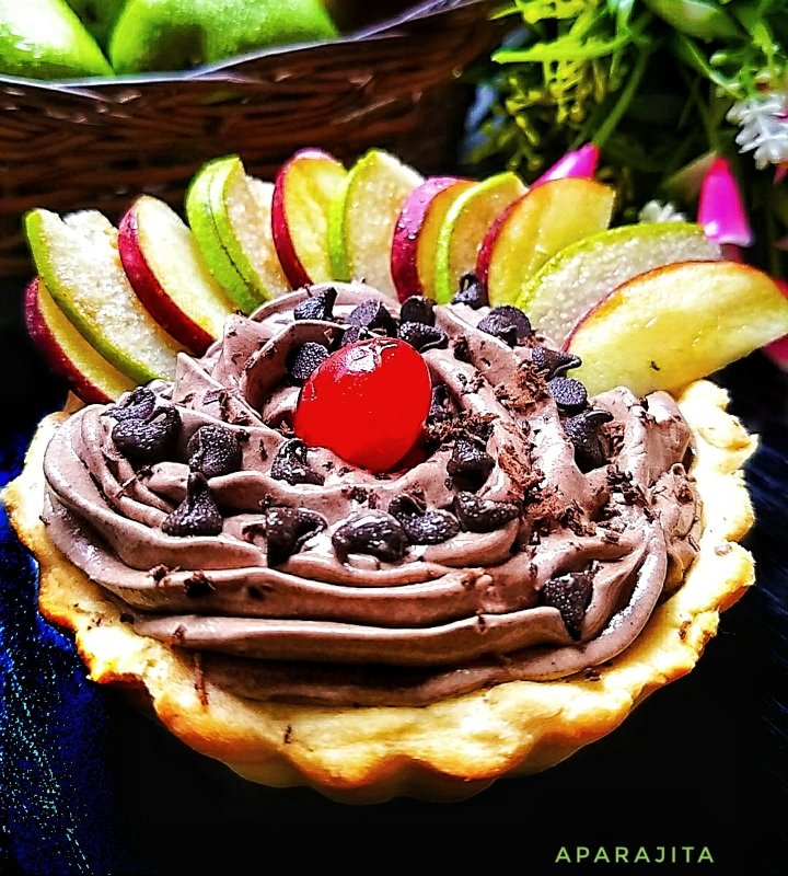 DARK CHOCOLATE COCONUT MOUSSE FILLED FRUIT TART